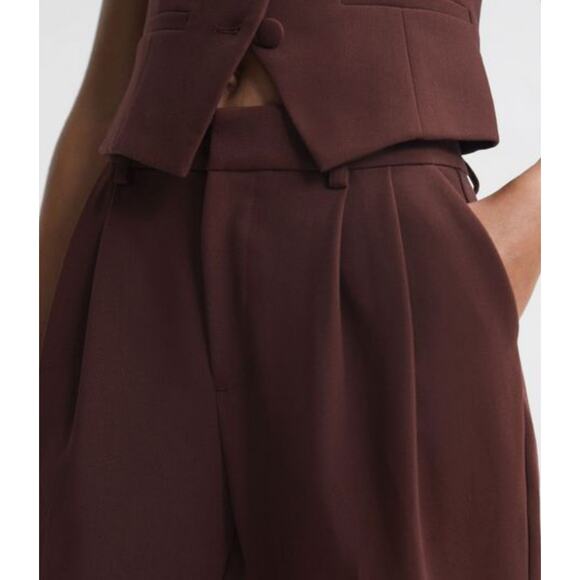 Paige Aracelli High Rise Trouser Pant Mahogany Brown Size 0 Suit Trousers NWOT - Picture 4 of 16